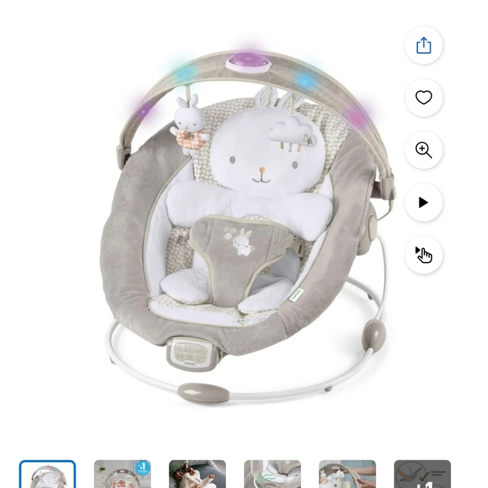 Gray Baby Bouncer with Animal Print
